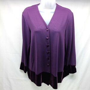 Susan Graver Career Shacket/Shirt/Blouse Purple Women's Medium Valour Trim......